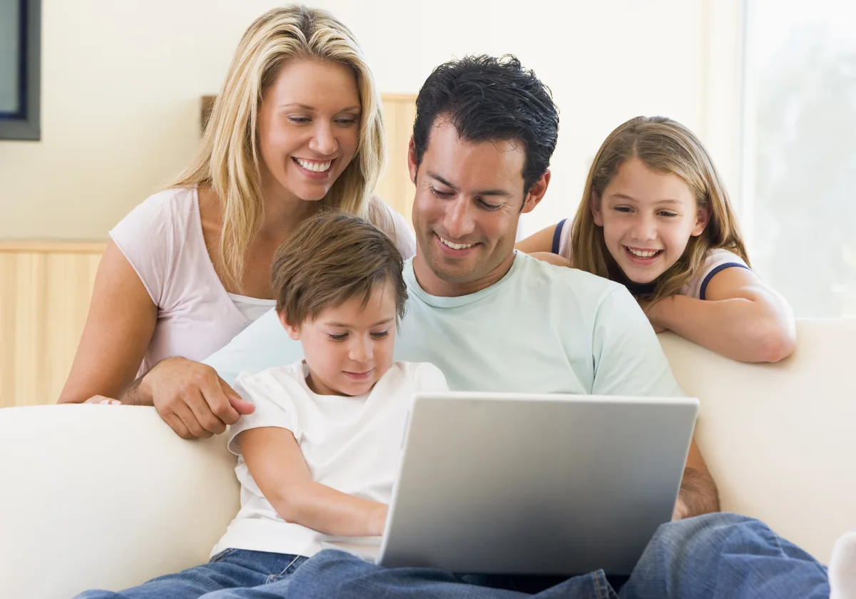 Family reading information together